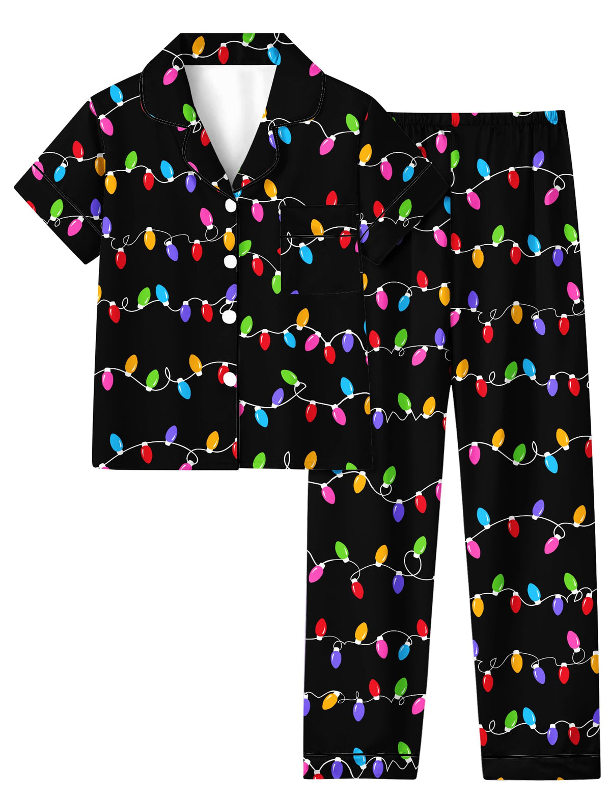UNIFACO Girl's Christmas Pajamas Set 2pcs Button Dwon Sleepwear Size 7-14