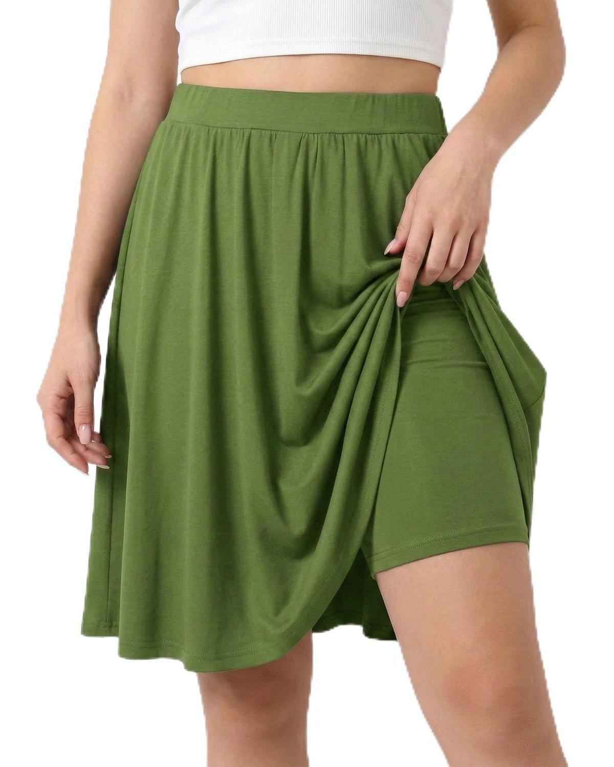 Girls Knee Length Skirt : Aline Pleated Skirt Built-in Shorts or Leggings Basic Skorts Size 6-14Y