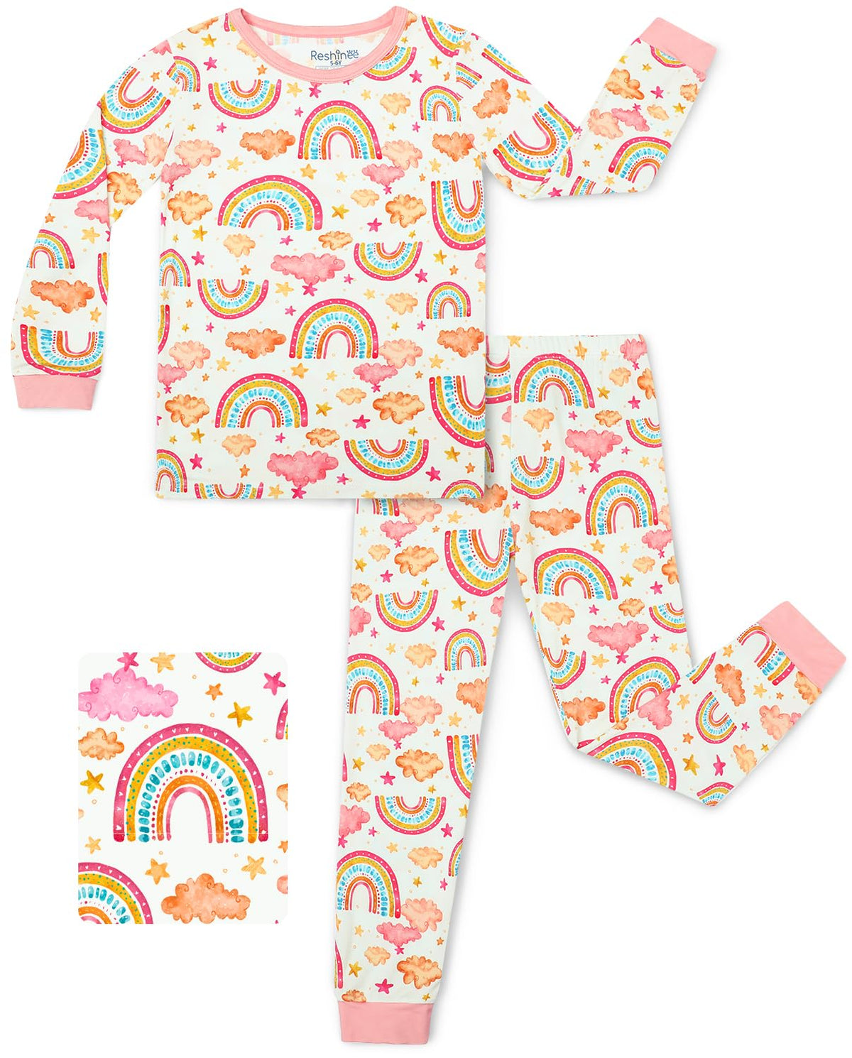 babee Reshinee Bamboo Viscose Toddler Girls Kids Pajamas Unicorn Mermaid Pjs Long Sleeve Snug fit 12M-8Y 2pcs Soft Jammies