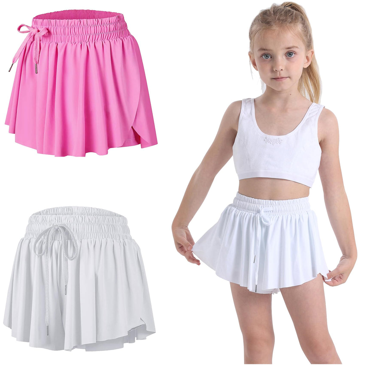 3 Pack Butterfly Flowy Shorts Skirts for Girls Tennis Cheer Stuff Athletic Preppy Running Sports Skirt for Teen Girls