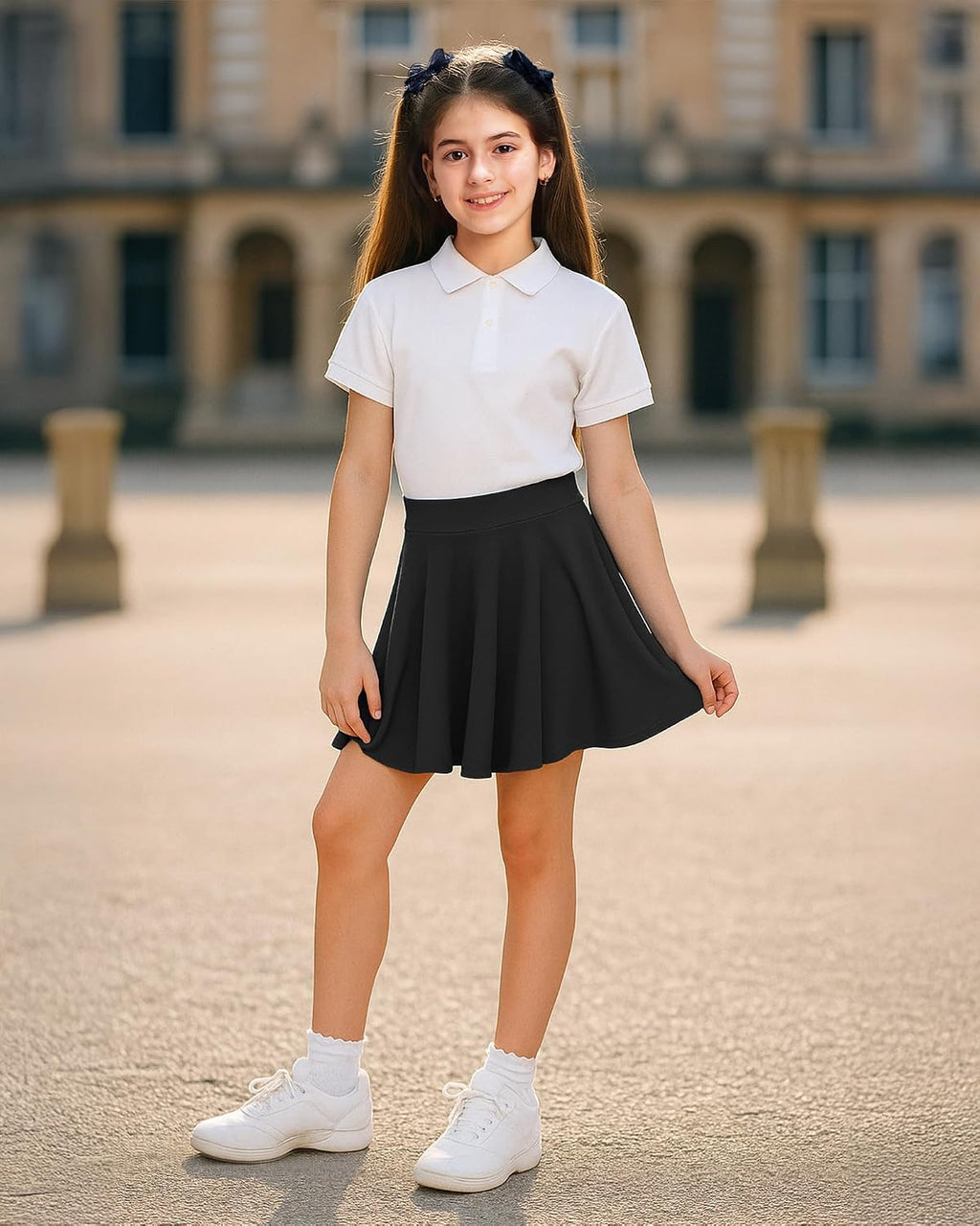Stelle Girls Pleated Skater Uniform Skirts with Built in Shorts for School