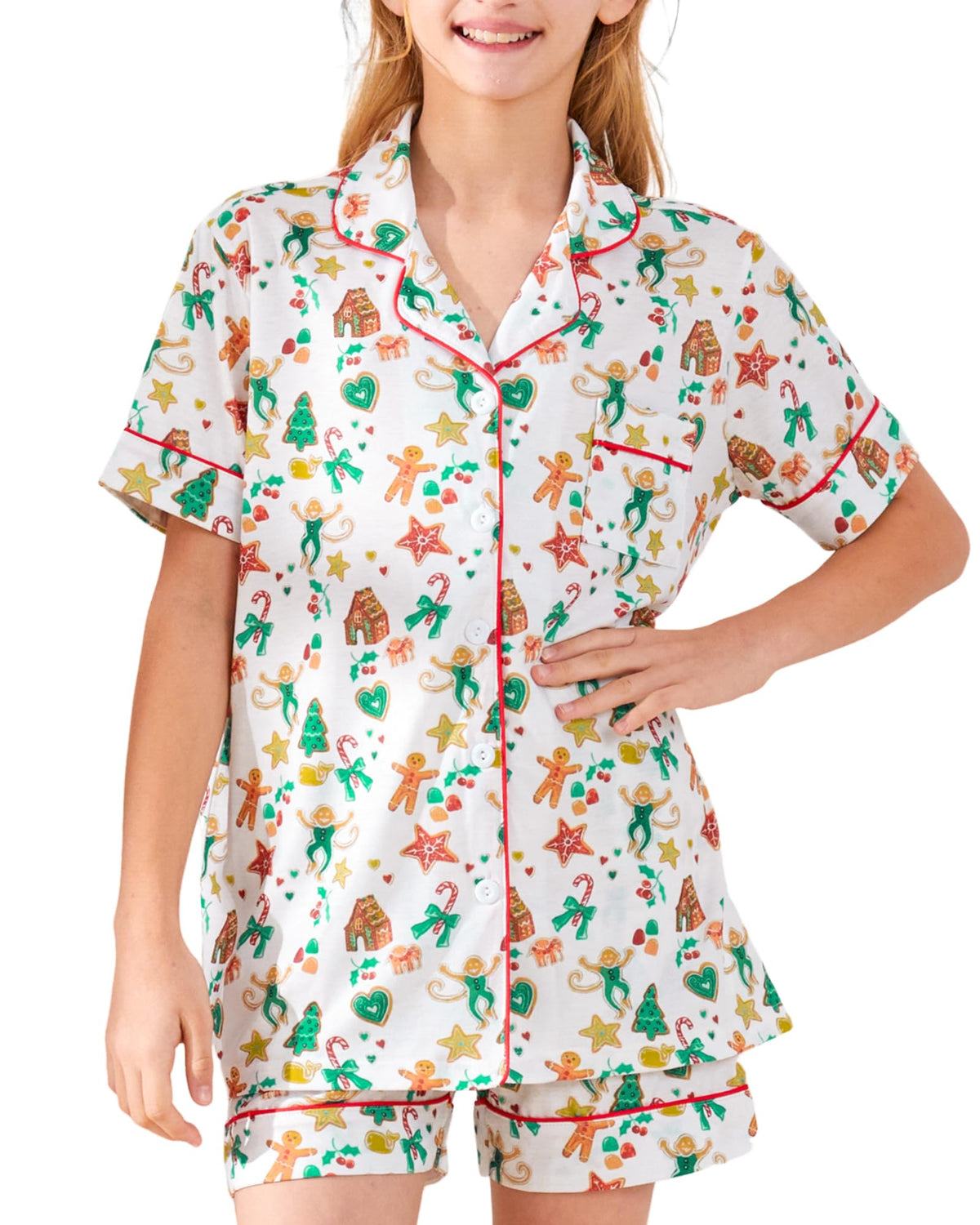 Girls Pajamas Sets, Kids Monkey Button Down Sleepover Loungewear