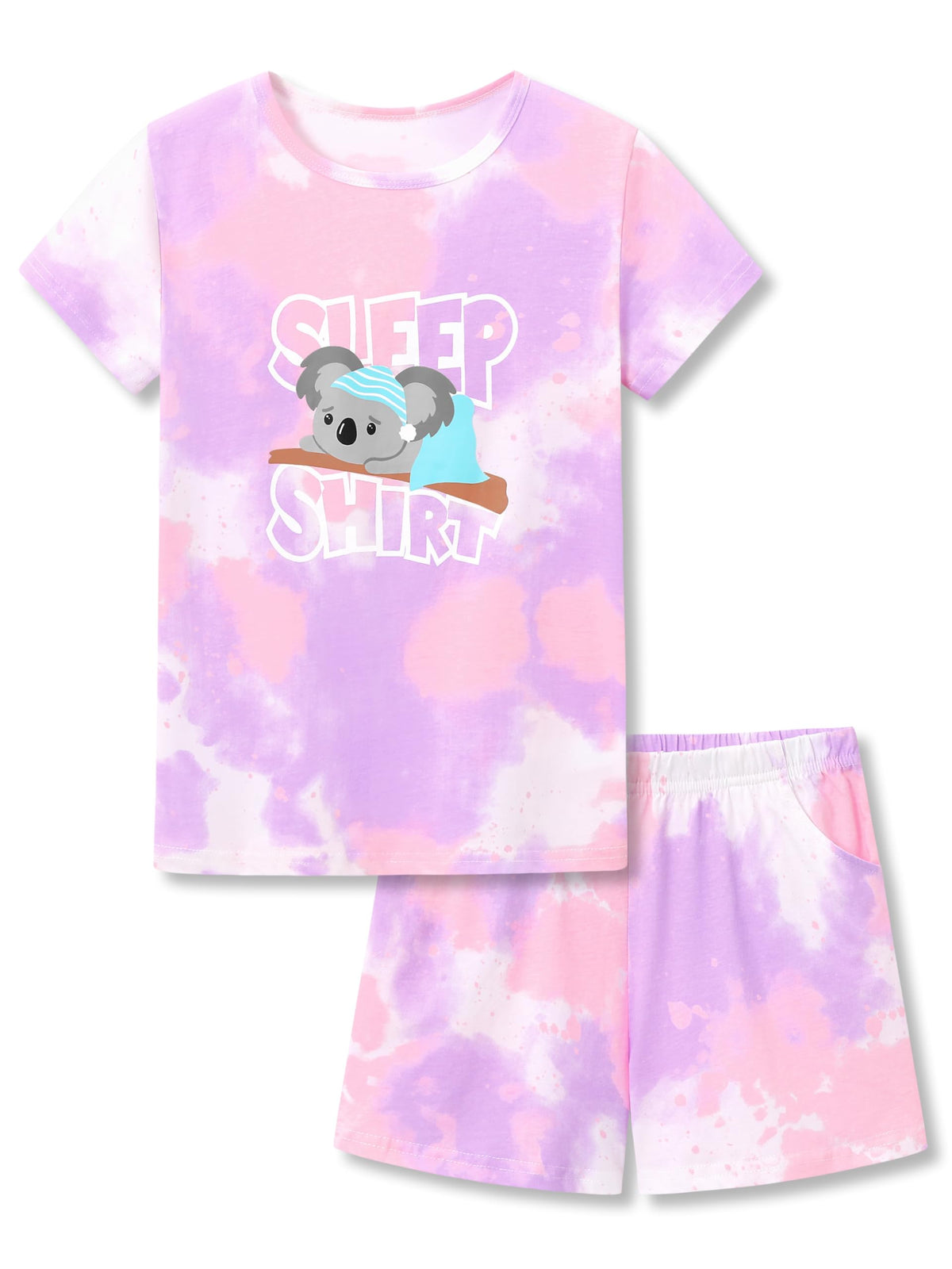 Tebbis Girls Tie Dye Short Sleeve Pajamas Cotton Loungewear Size 4T-18