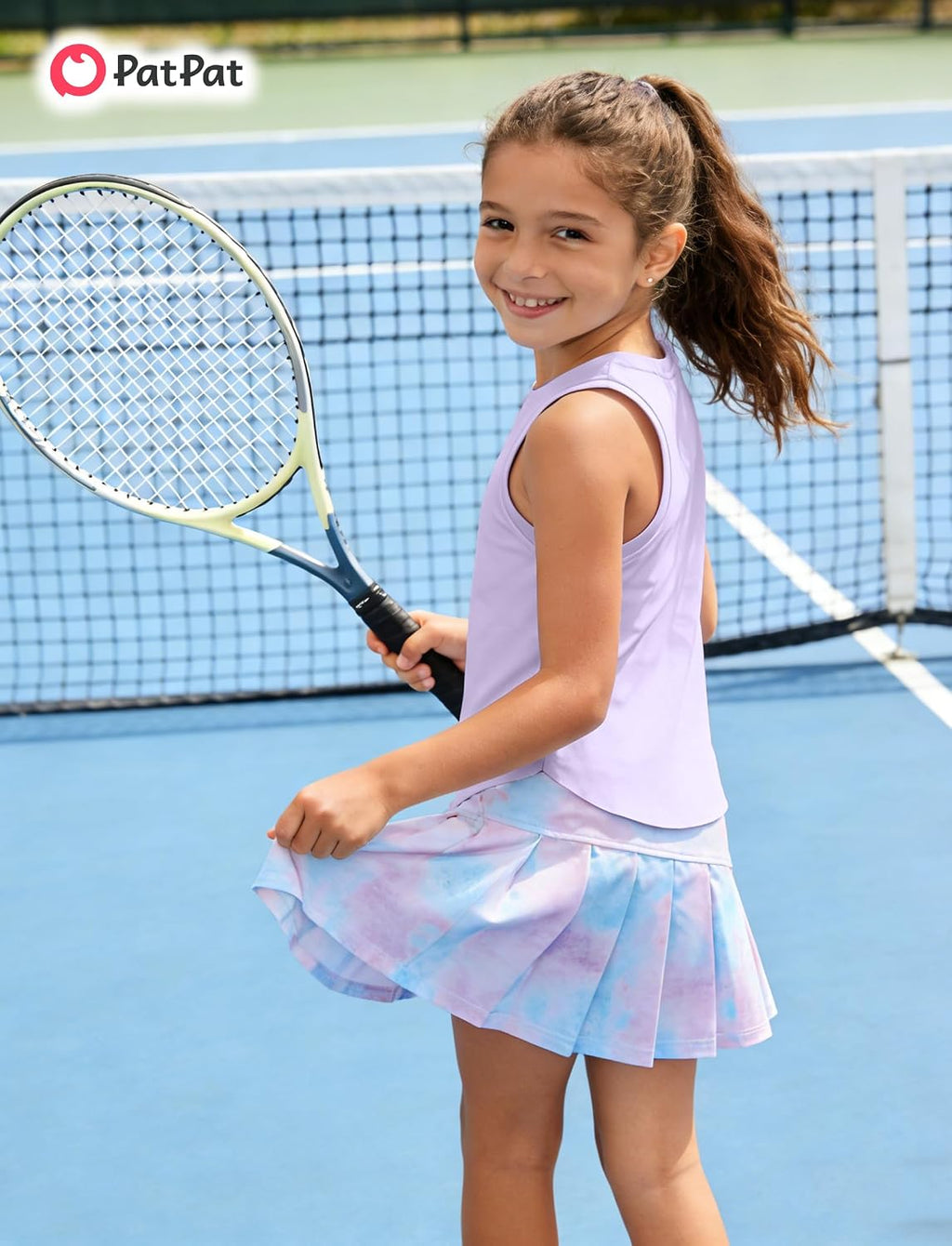 PATPAT Girls Tennis Skirt Sets Tank Top + Pleated Skort Activewear 5-12Y