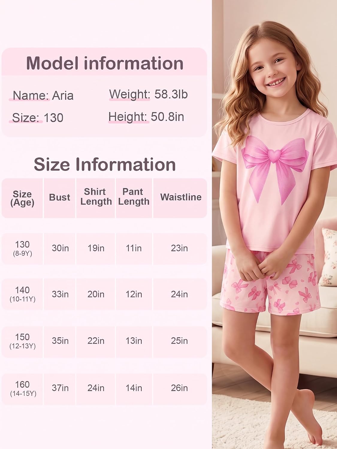 ICOSY Girls Pajamas Set, Soft and Stretchy Sleepwear for Kids 4-15Y