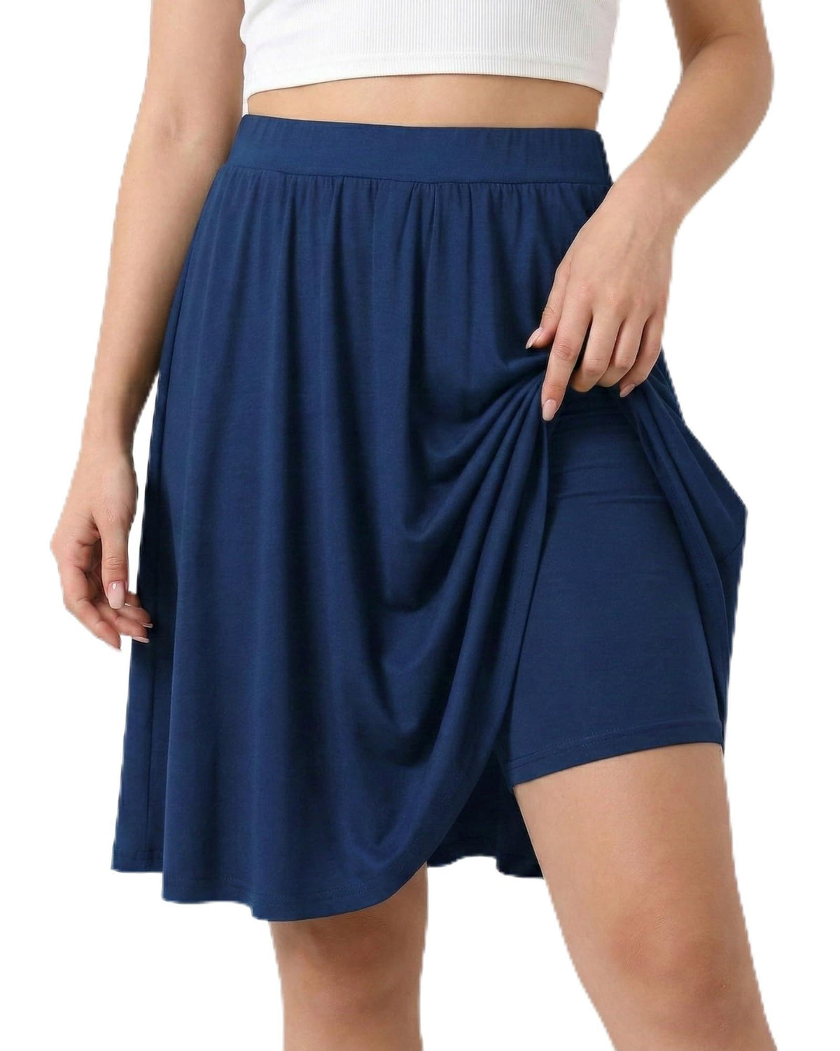 Girls Knee Length Skirt : Aline Pleated Skirt Built-in Shorts or Leggings Basic Skorts Size 6-14Y