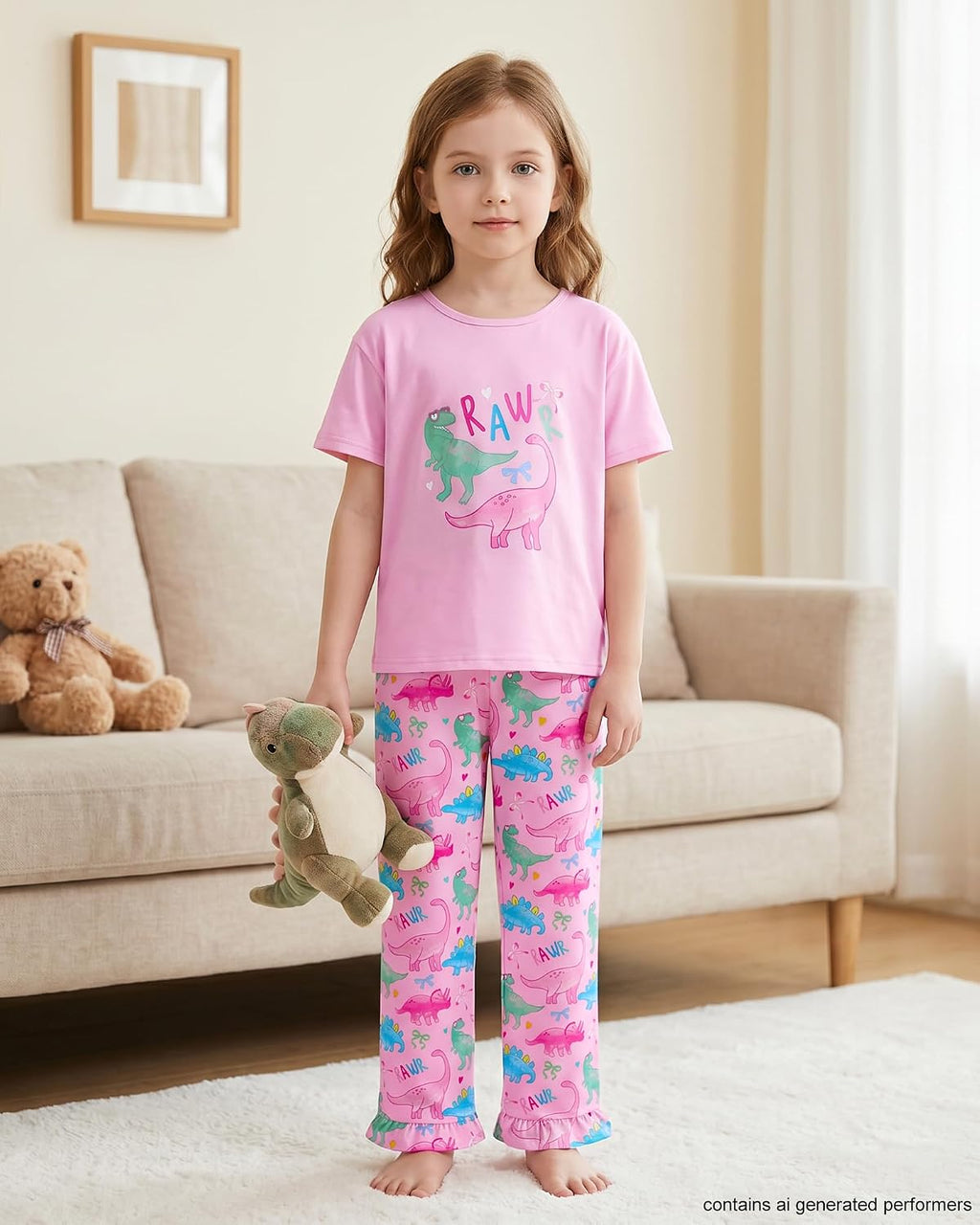 Girls Pajamas Short Sleeve Pants Pjs Set Cute Soft Sleepwear Loungewear Toddler Little Kid Size 3-10