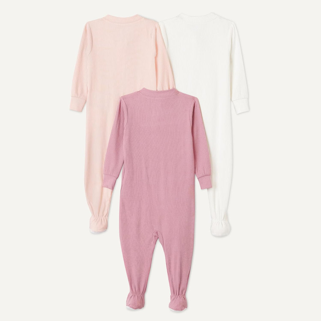 Amazon Essentials Unisex Babies' Ribbed Footed Pajamas