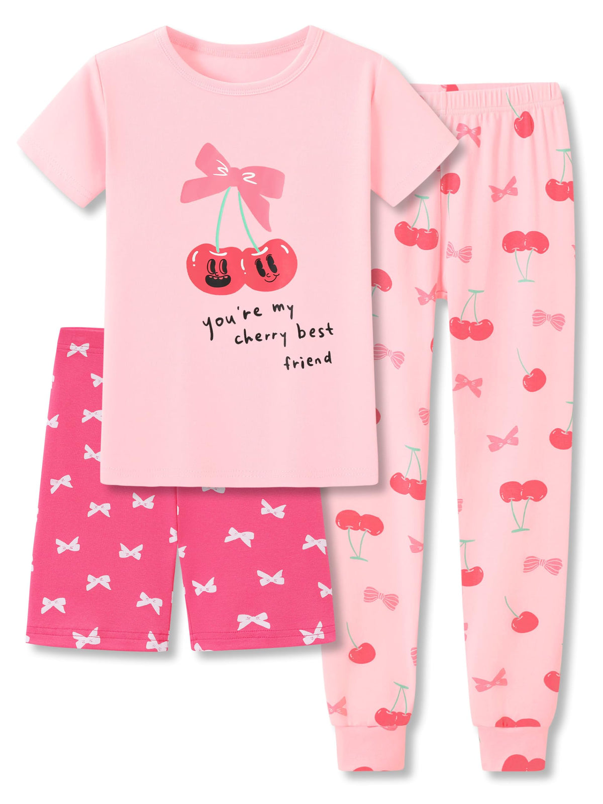Topgal Little & Big Girls Cotton Knit Pajamas, 3-Piece Set, Sizes 4-14