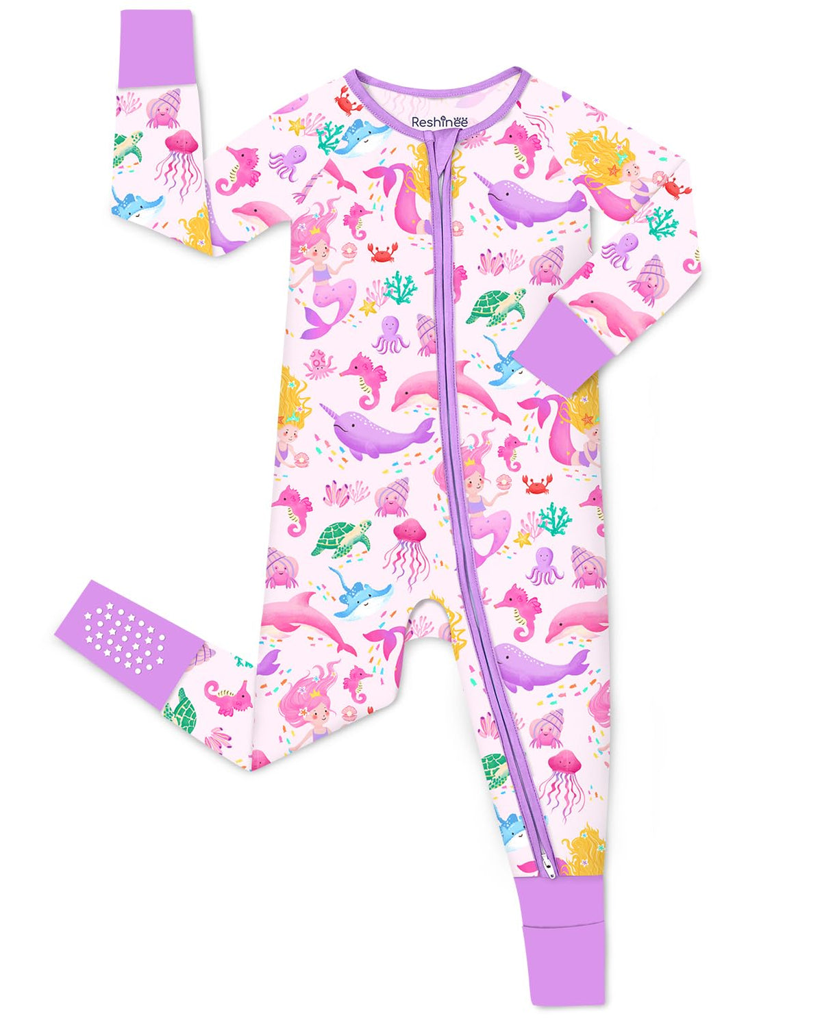 babee Reshinee Viscose derived from bamboo Baby Pajamas Convertible Footie Sleepers for Baby Girl 2-Way Zipper Onesies 0-24M