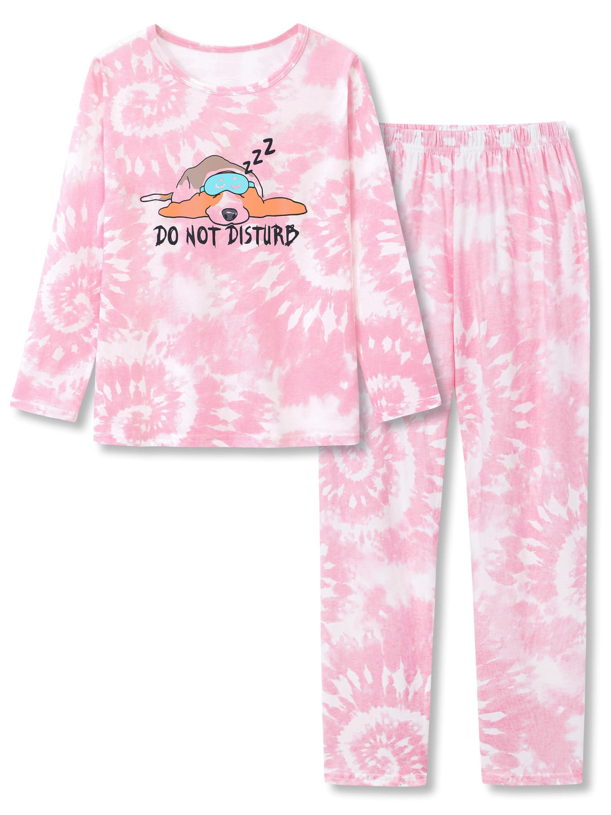 Beezizac Girls' 100% Cotton Pajama Set, Tie-Dye with Various Prints, 4T–18