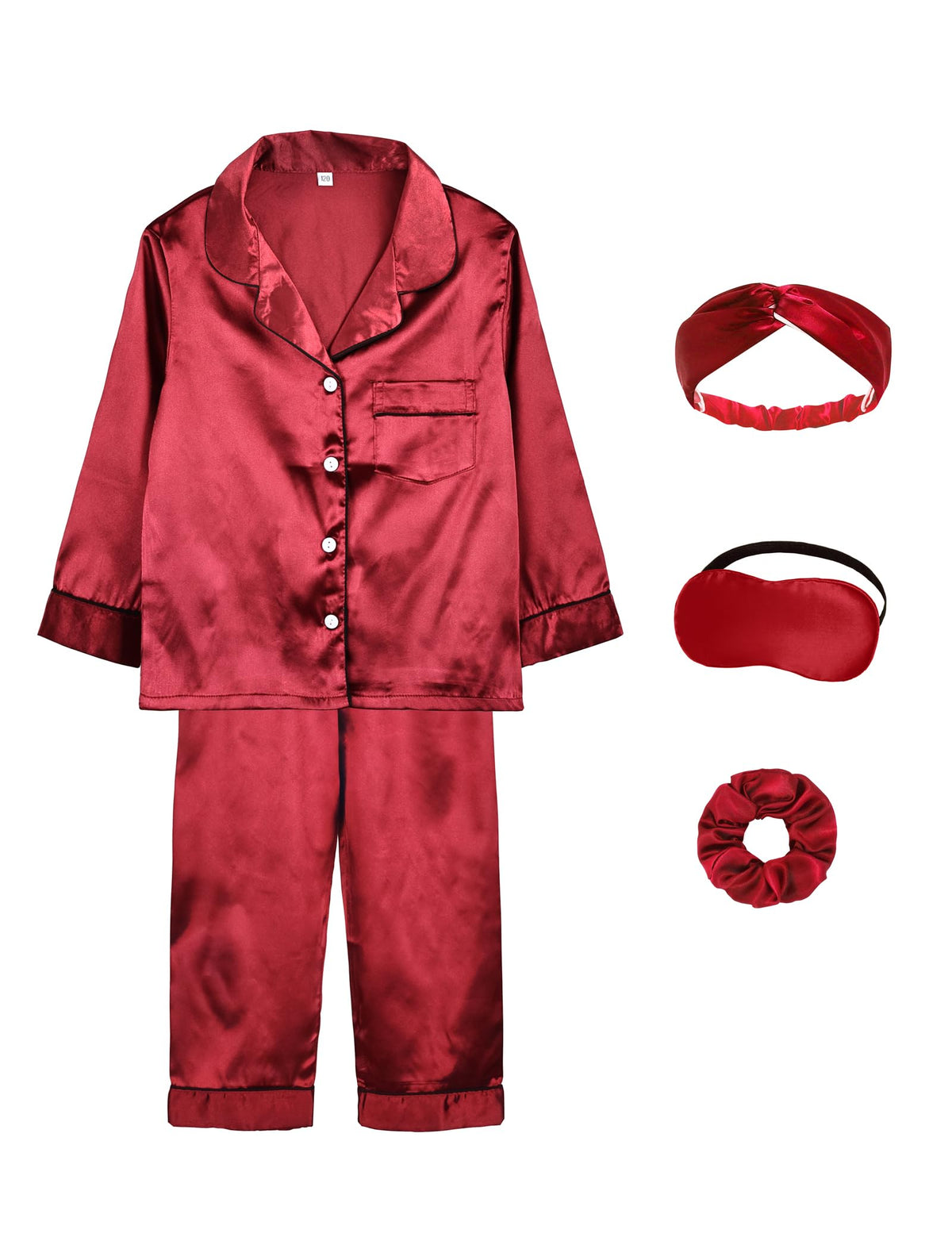 SEALINF Satin Girl Pajama Set Silk Pajamas for Girls With Eyemask 2 Pcs Button-up Sleepwear Kid Pjs Nightwear