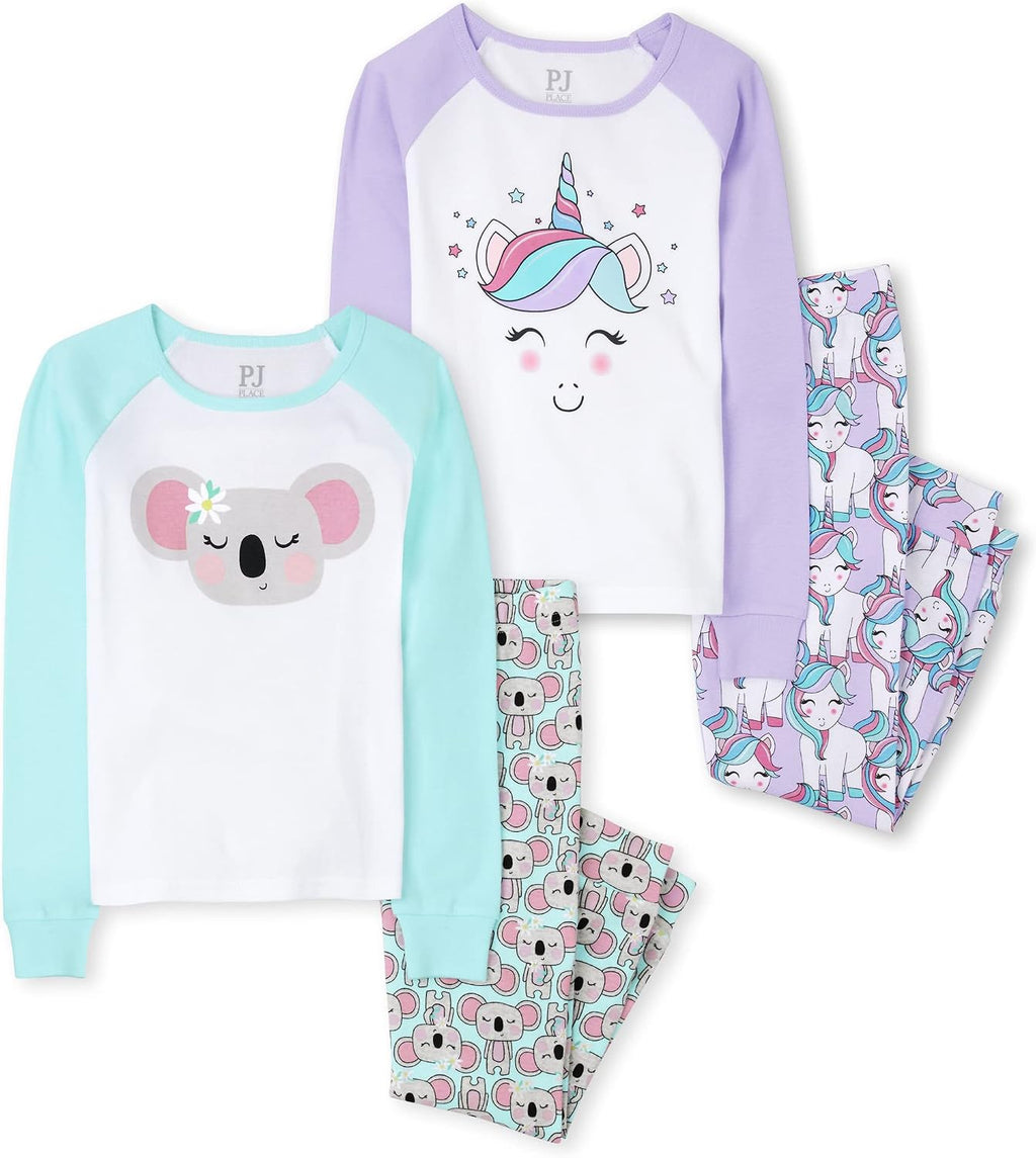 The Children's Place girls Long Sleeve Top and Pants Snug Fit 100% Cotton 2 Piece Pajama Set