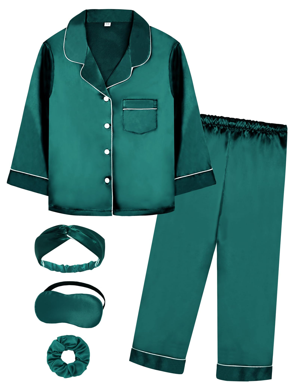SEALINF Satin Girl Pajama Set Silk Pajamas for Girls With Eyemask 2 Pcs Button-up Sleepwear Kid Pjs Nightwear