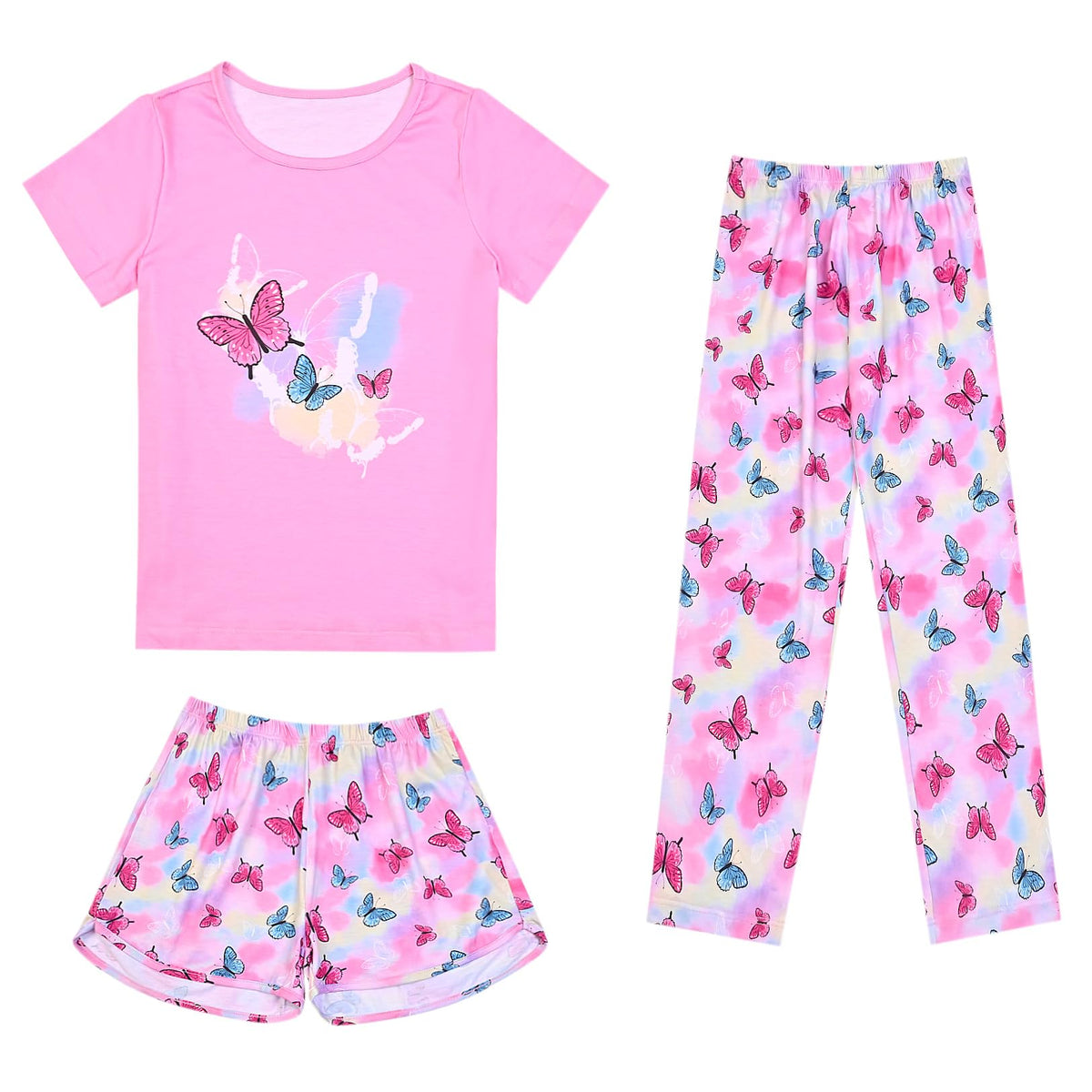 Mirawise Girls 3 Pc Pajamas Sleepwear Cotton Pjs Clothes Set 4-13 Years