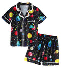 Girls Pajamas Set Silk Satin Pajama Kids Butoon Down Sleepwear Nightwear