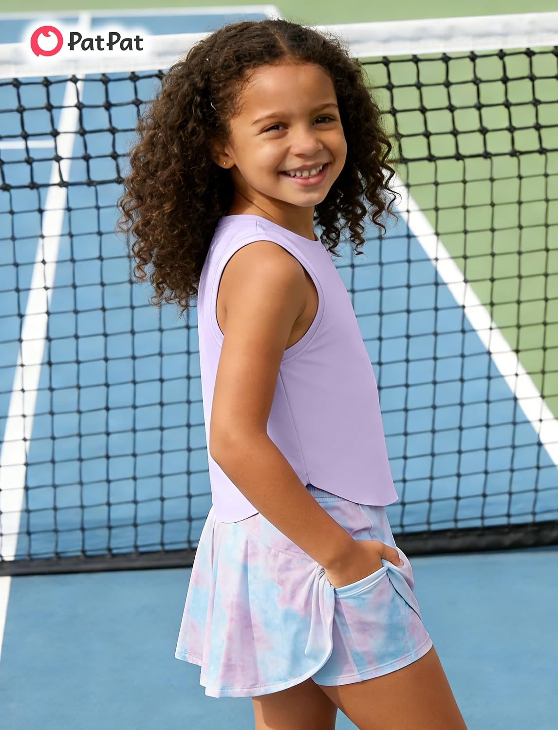 PATPAT Girls Tennis Skirt Sets Tank Top + Pleated Skort Activewear 5-12Y