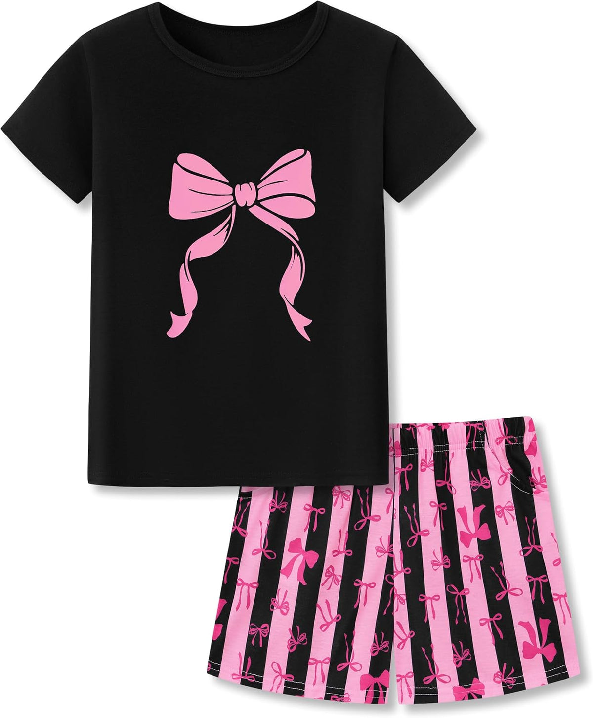 Beezizac Girls Pajamas Short Sleeve Top and Pocket Shorts Sizes 6-18