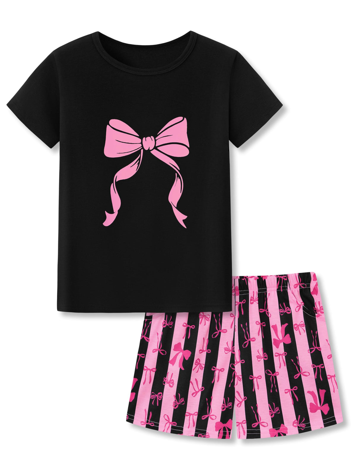 Beezizac Girls Pajamas Short Sleeve Top and Pocket Shorts Sizes 6-18