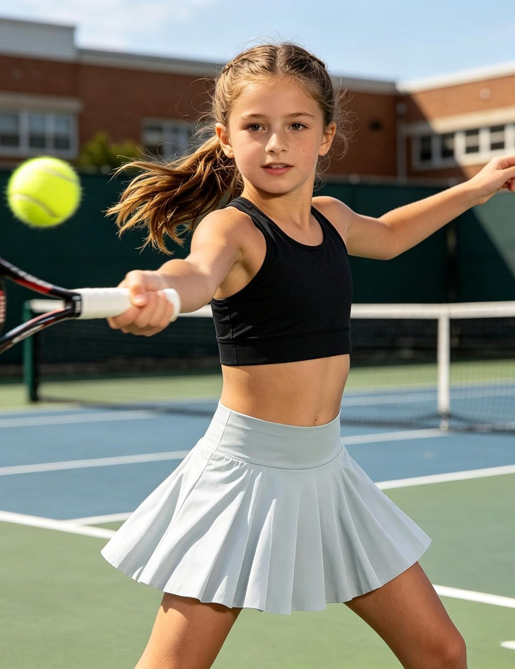 Girls Tennis Skirts Pleated Athletic Skirt for Kids 7-14 Years