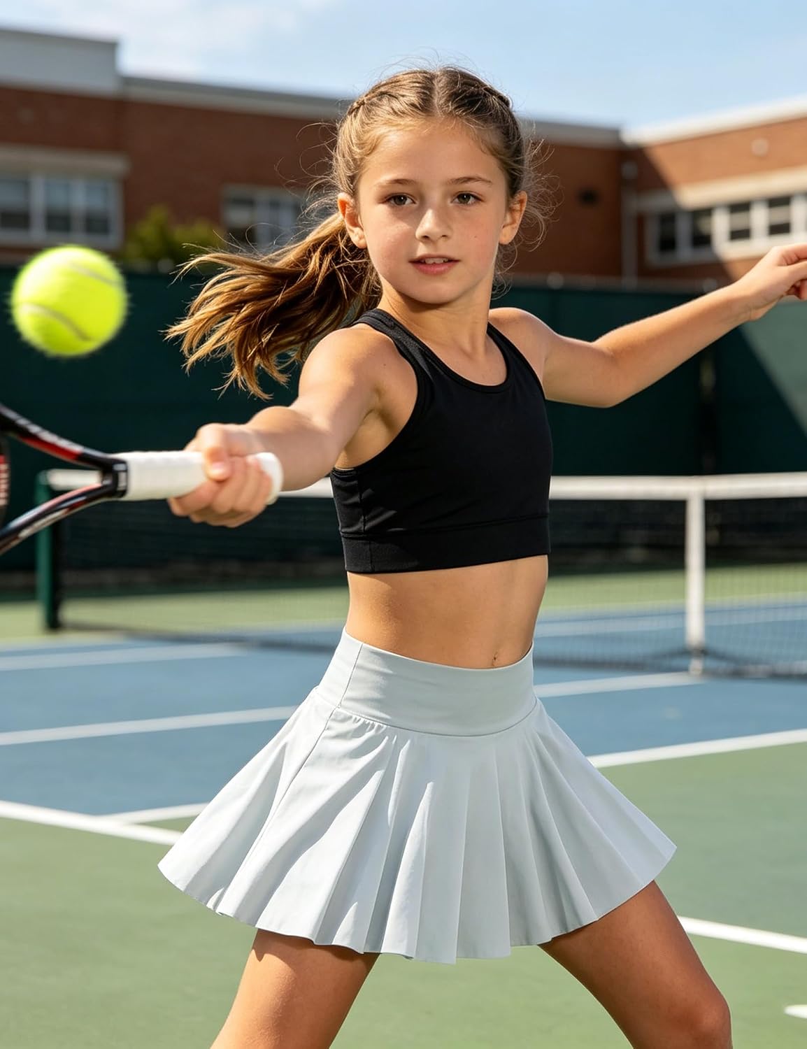 Girls Tennis Skirts Pleated Athletic Skirt for Kids 7-14 Years