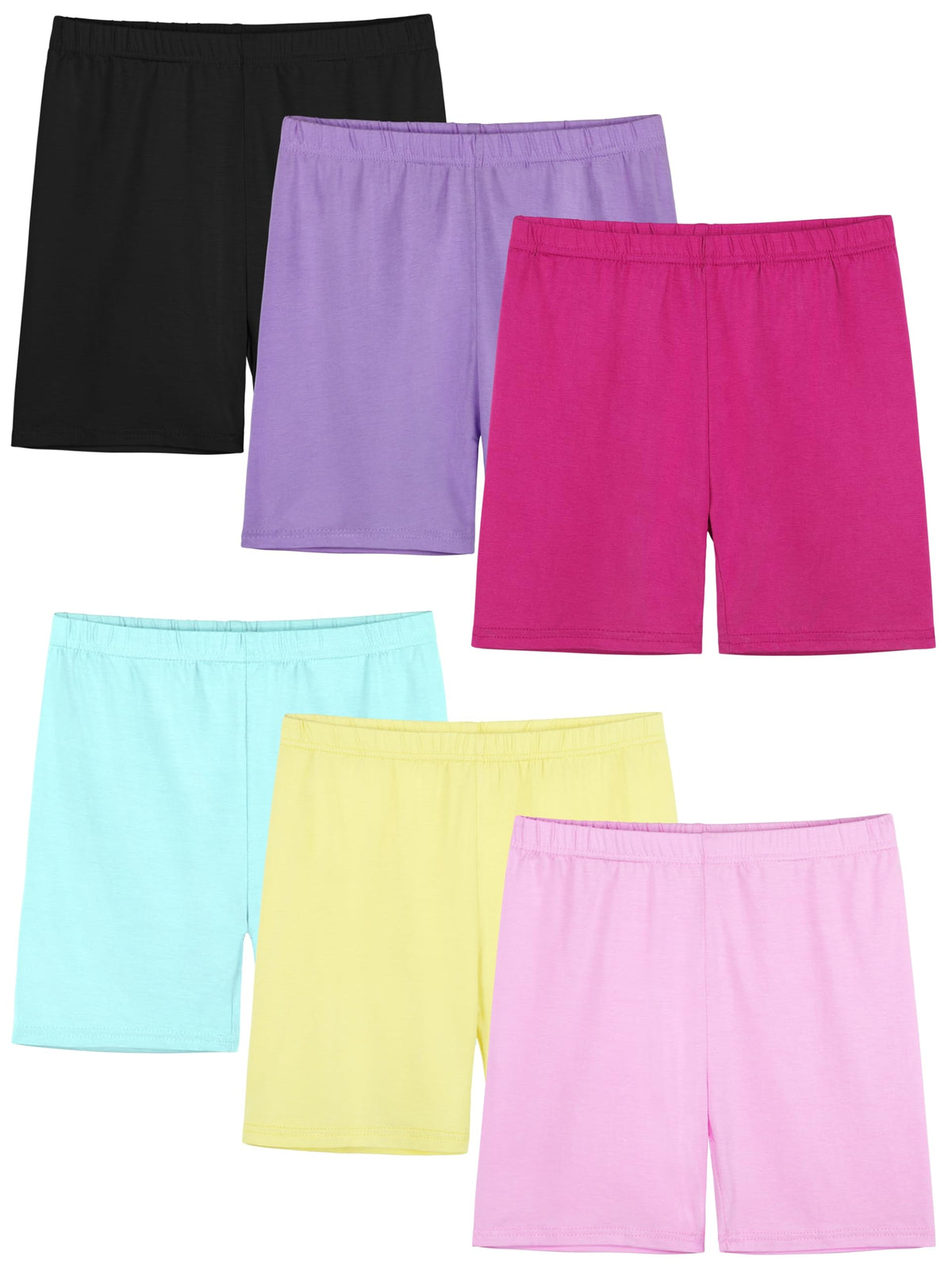 6 Pack Girls Bike Shorts Toddler Under Dress Cartwheel Shorts Dance Clothes