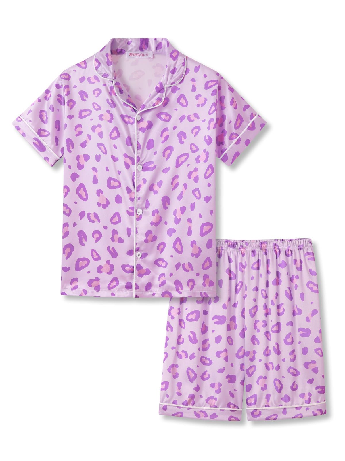 Topgal Girls Satin Pajamas, Short Sleeve Shorts Button Up, Size 6-16
