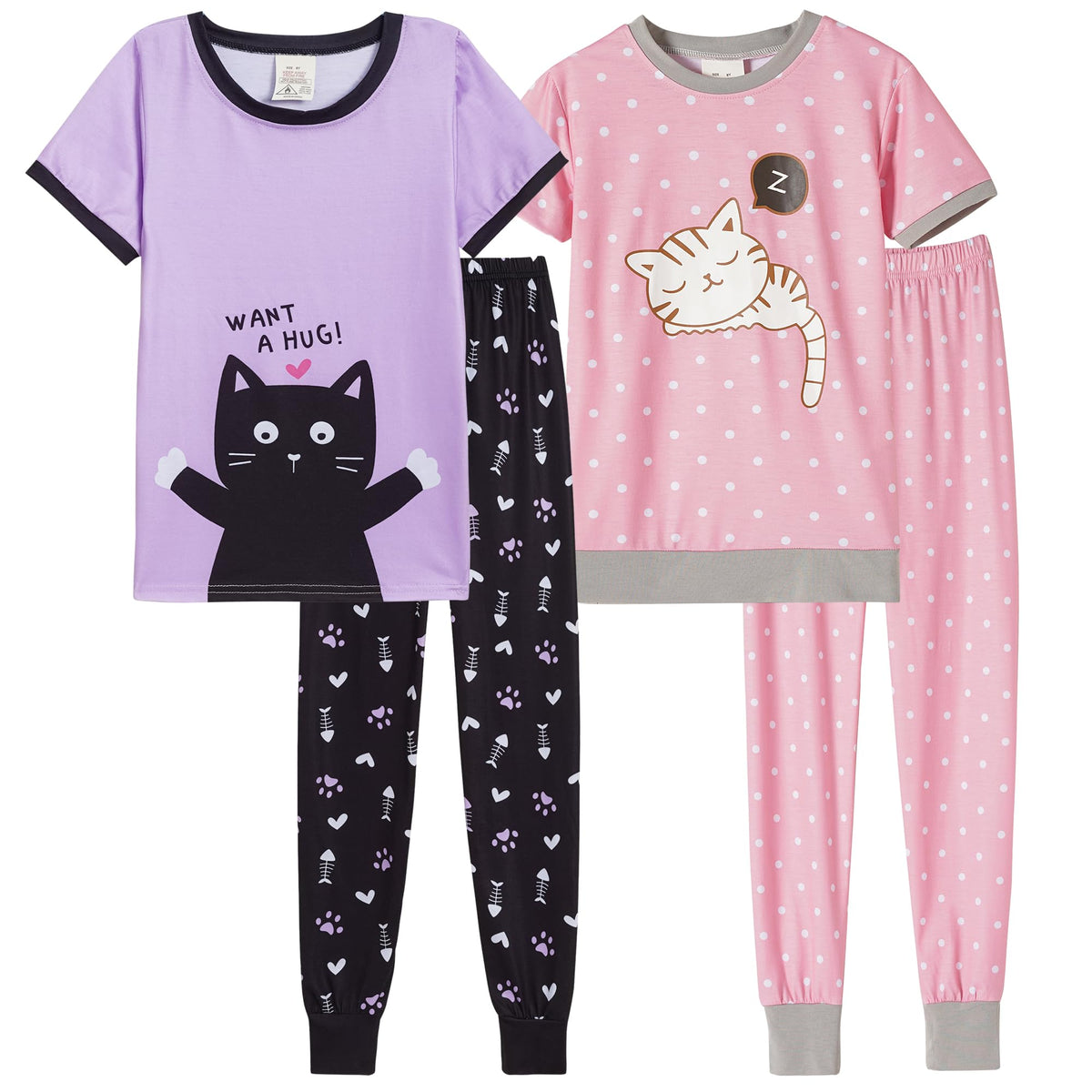 MyFav Children Girl Pajamas Set Soft Comfy Sleepwear Pajamas Size 4 to 14 Years