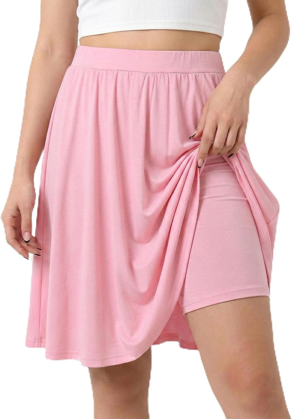 Girls Knee Length Skirt : Aline Pleated Skirt Built-in Shorts or Leggings Basic Skorts Size 6-14Y