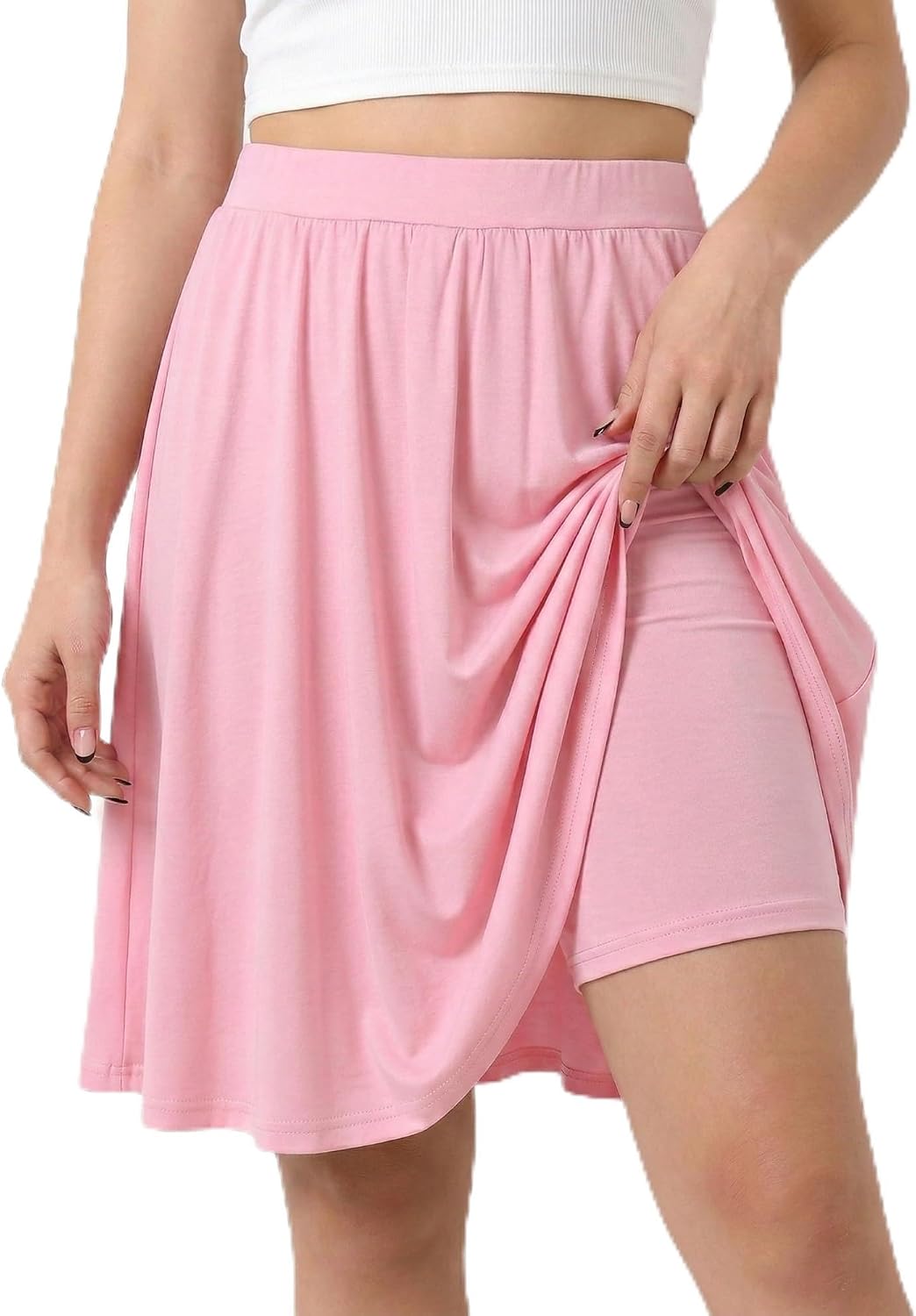 Girls Knee Length Skirt : Aline Pleated Skirt Built-in Shorts or Leggings Basic Skorts Size 6-14Y