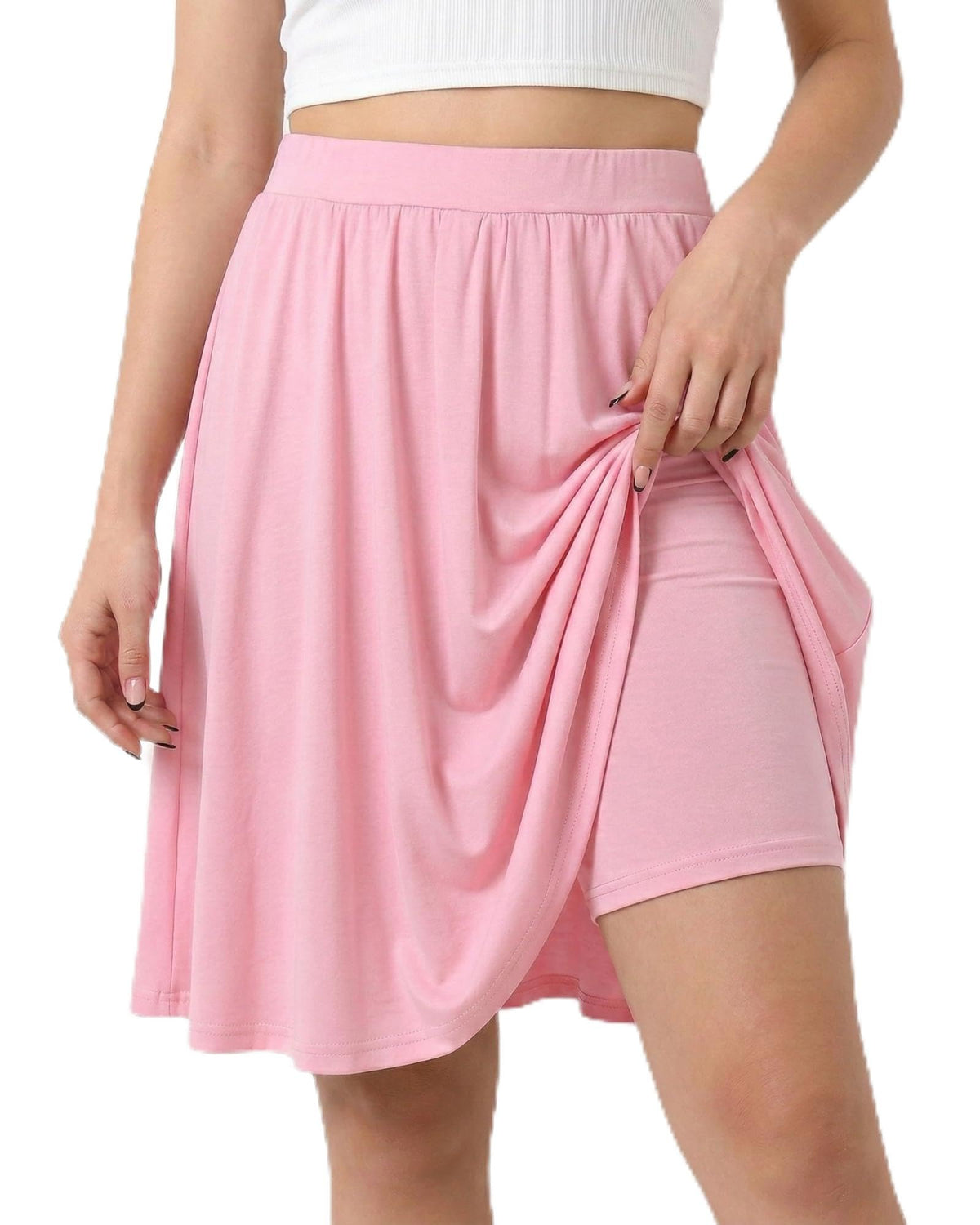 Girls Knee Length Skirt : Aline Pleated Skirt Built-in Shorts or Leggings Basic Skorts Size 6-14Y