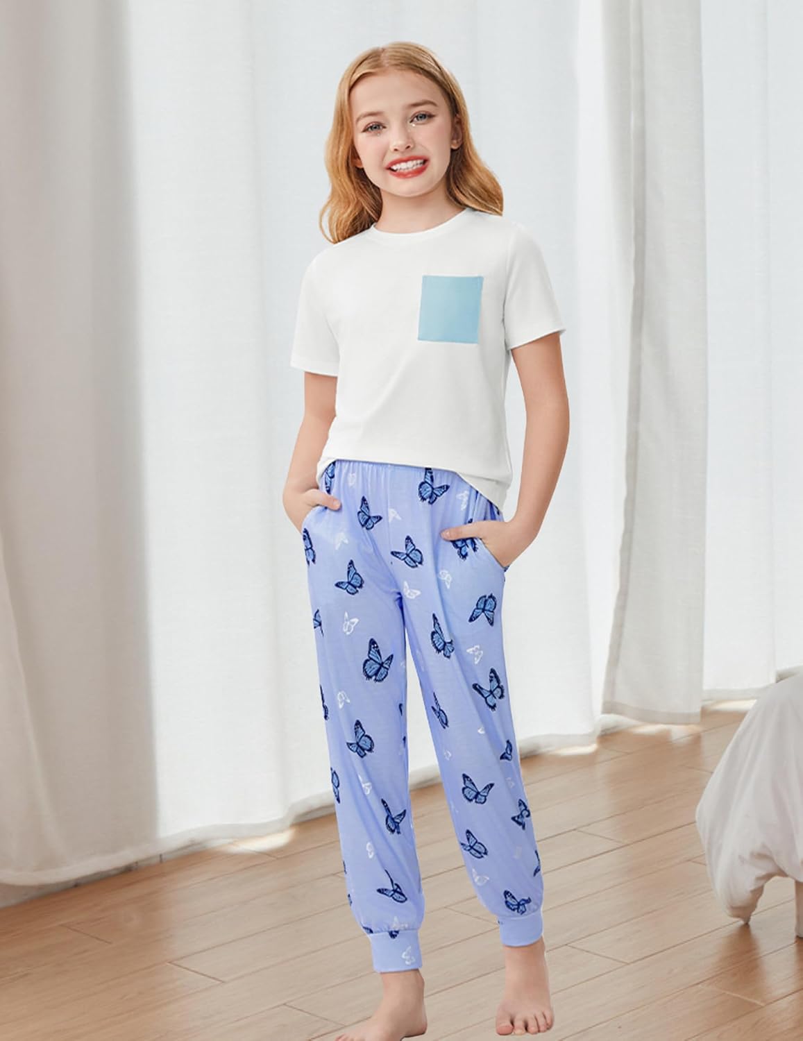 Arshiner Girls Clothes 3 Piece Outfits Short Sleeve Shirt Dolphin Shorts and Pant Sets Fashion Clothing with Pockets