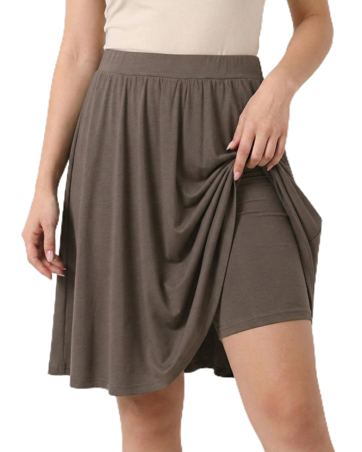 Girls Knee Length Skirt : Aline Pleated Skirt Built-in Shorts or Leggings Basic Skorts Size 6-14Y