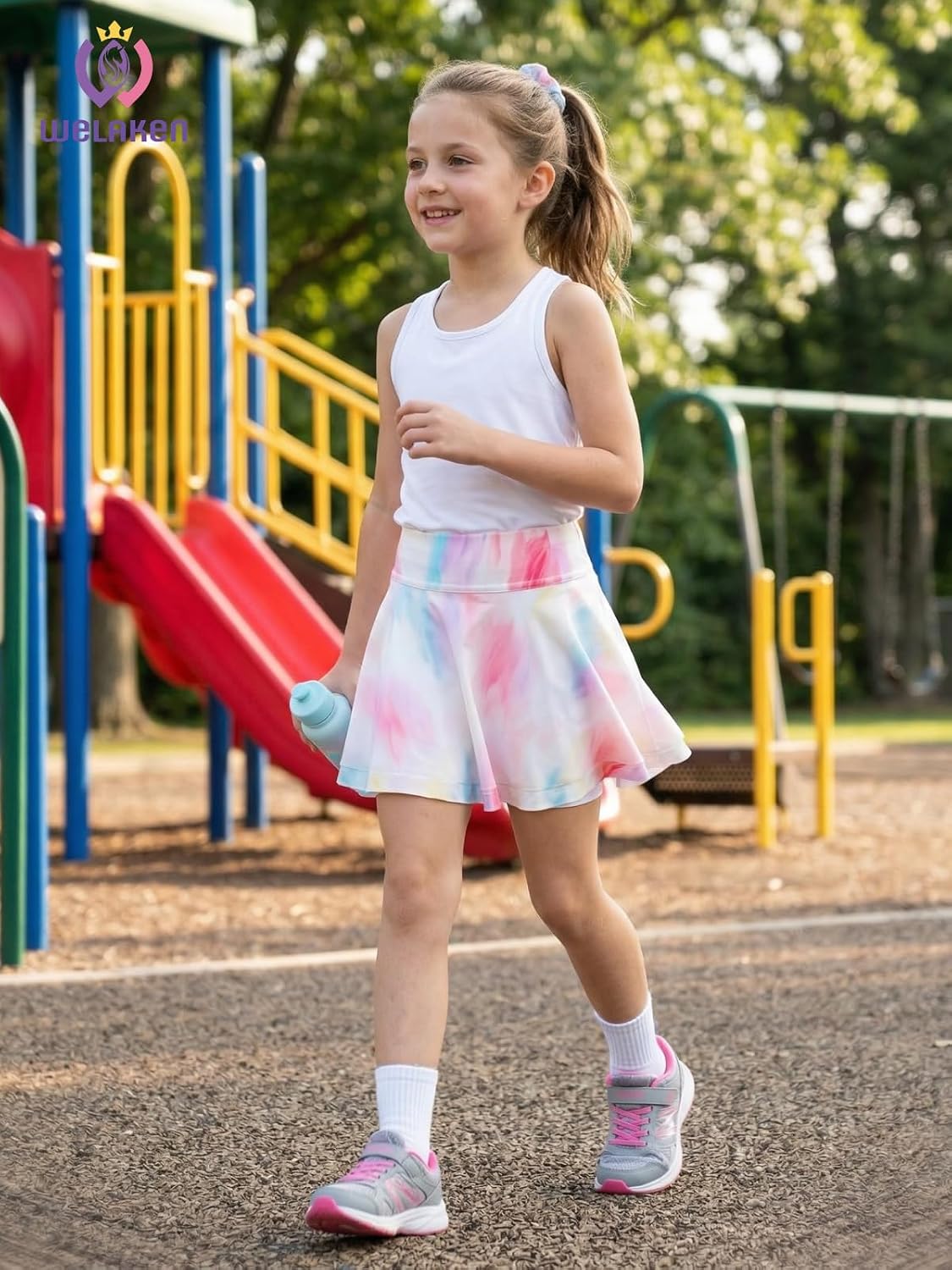 Girls Athletic Skirt with Built-in Shorts – Double Layer Lightweight Summer Skort