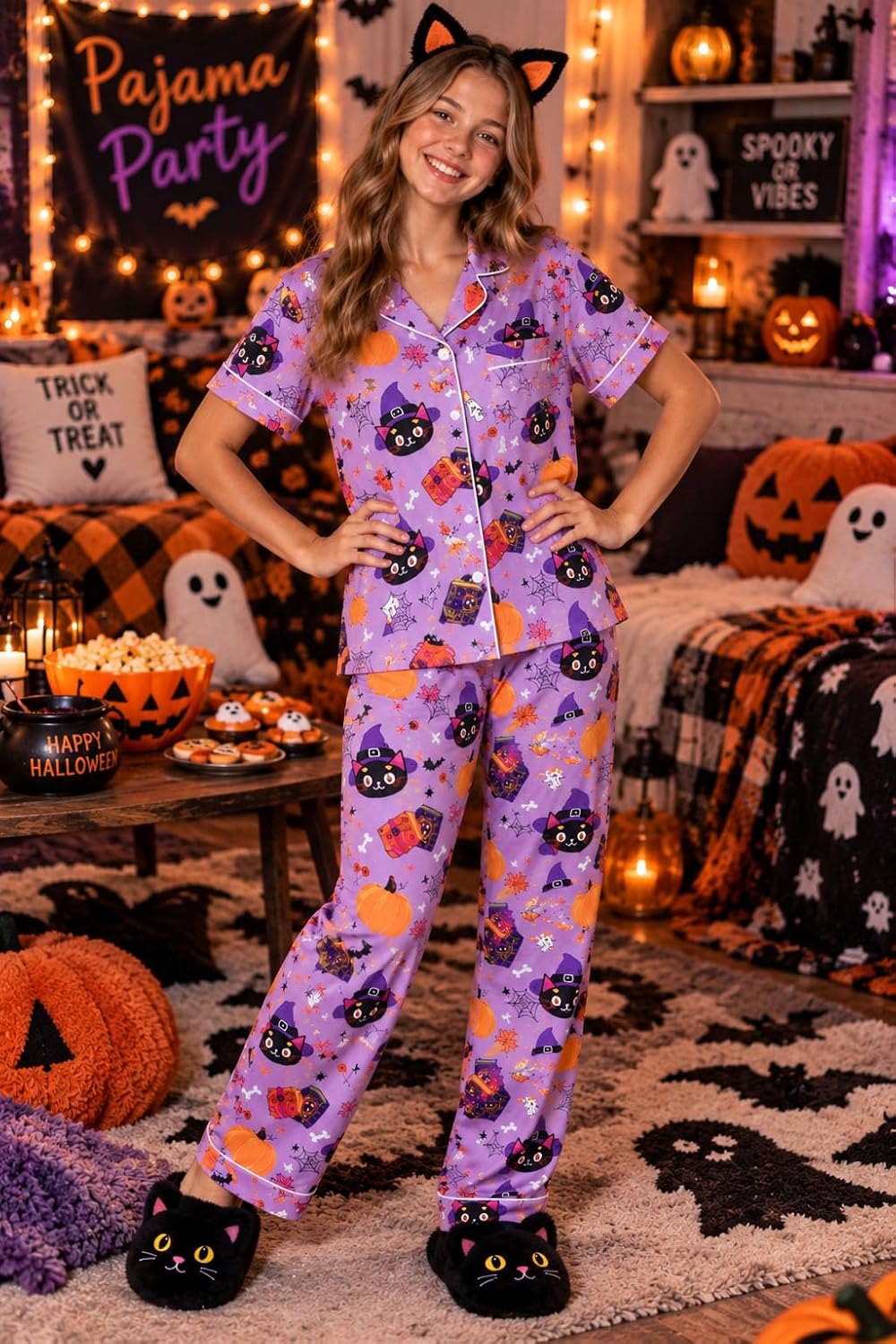 UNIFACO Girl's Christmas Pajamas Set 2pcs Button Dwon Sleepwear Size 7-14