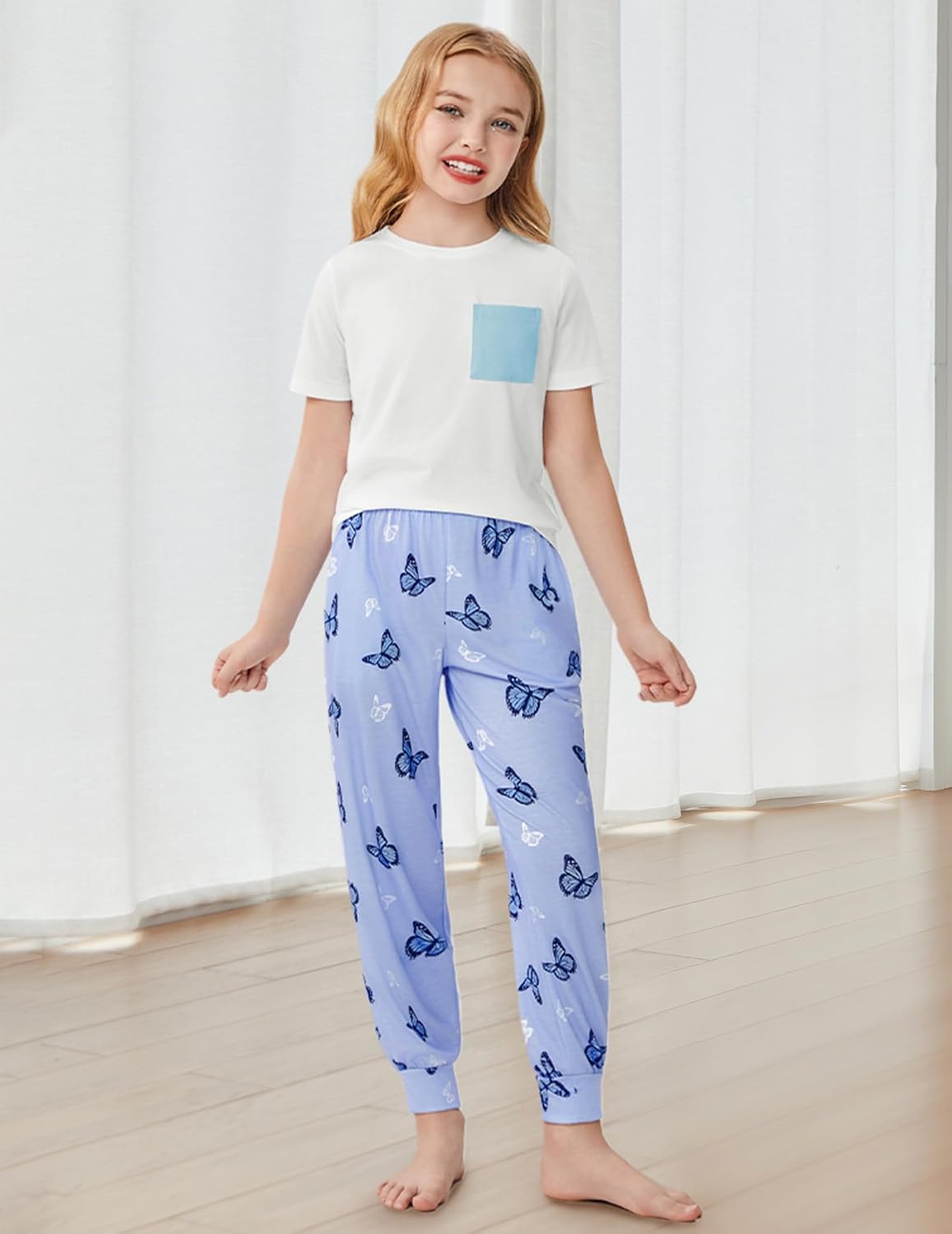 Arshiner Girls Clothes 3 Piece Outfits Short Sleeve Shirt Dolphin Shorts and Pant Sets Fashion Clothing with Pockets
