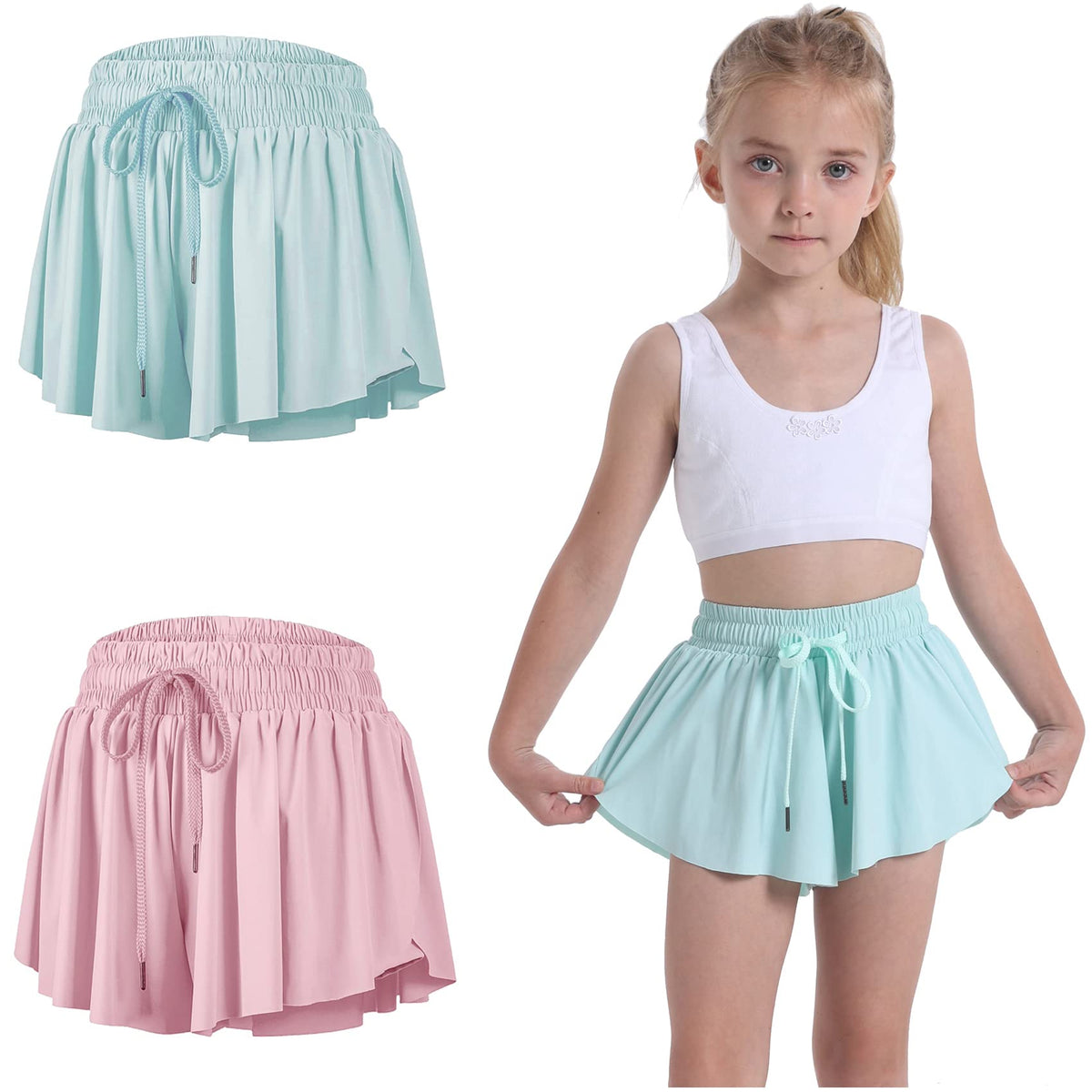 3 Pack Butterfly Flowy Shorts Skirts for Girls Tennis Cheer Stuff Athletic Preppy Running Sports Skirt for Teen Girls