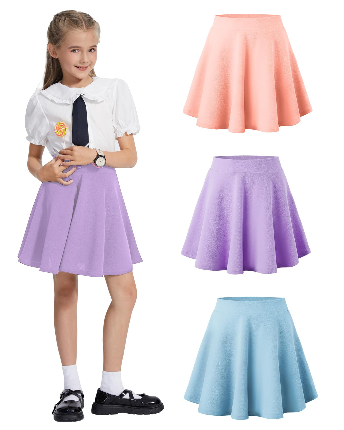Skirt for Girls,Kids Uniform Pleated Skirts School Casual Girls Mini Flare Skater Skirts 5-14Y