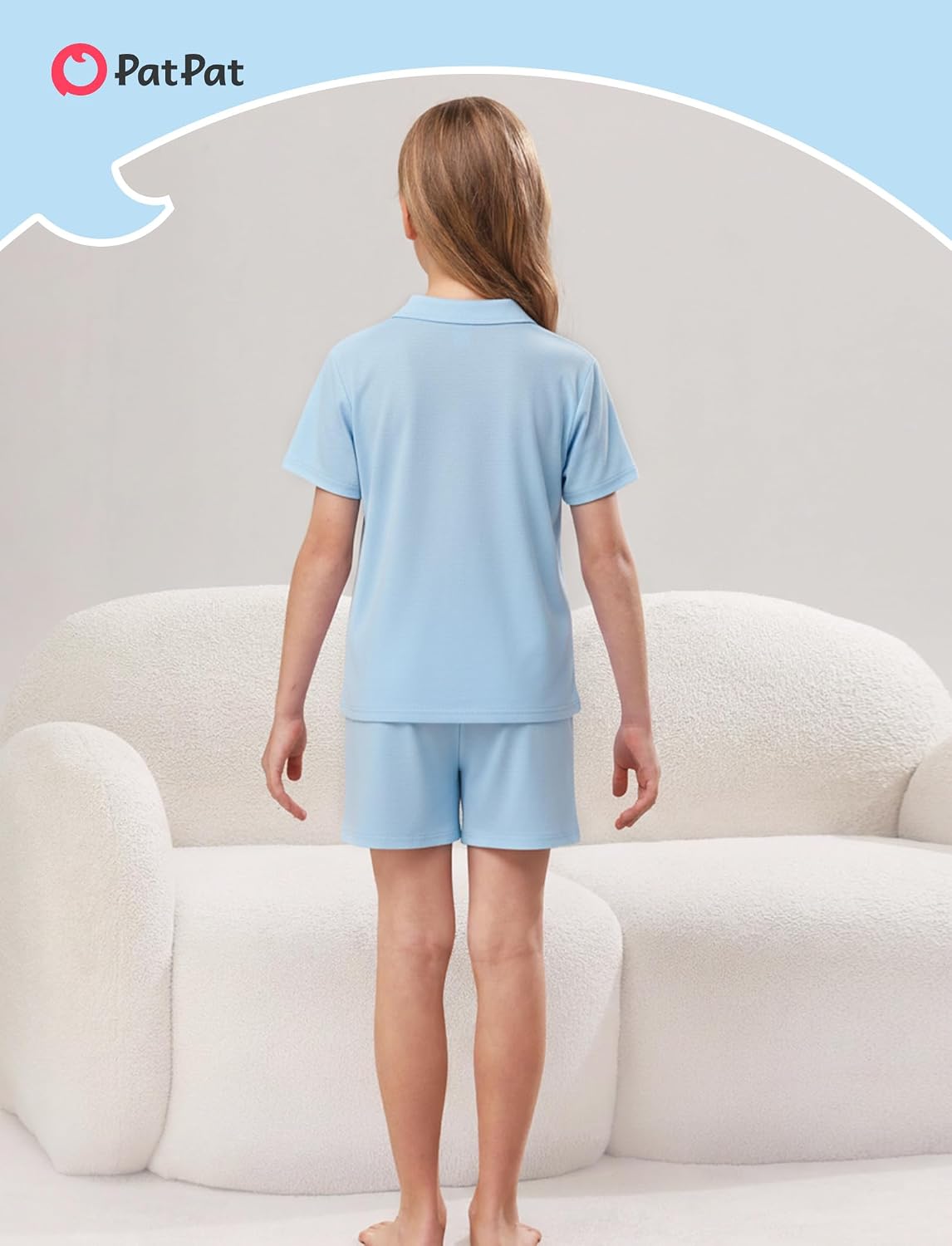 PATPAT Girls Button Down Pajama Sets Soft 2 Piece Kids Summer Loungewear
