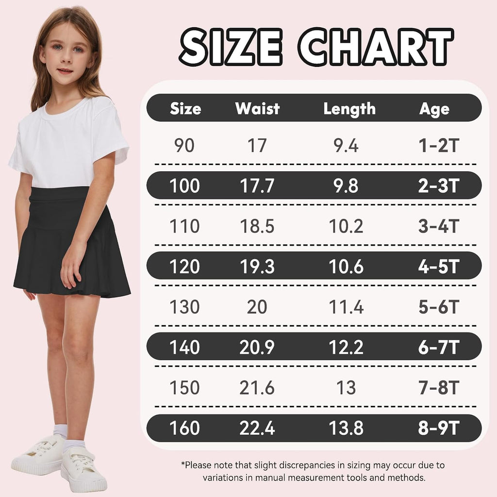 DREAM BUS 2 Pack Girl Pleated Skirts Built in Shorts Little Kid Tennis Skorts Toddler Girl Athletic Flowy Skorts Skirts