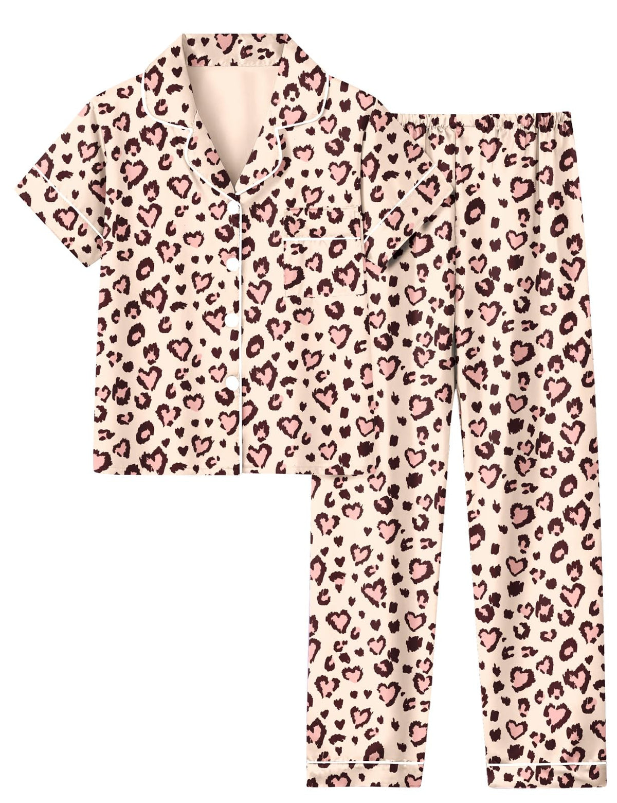 UNIFACO Girl's Christmas Pajamas Set 2pcs Button Dwon Sleepwear Size 7-14