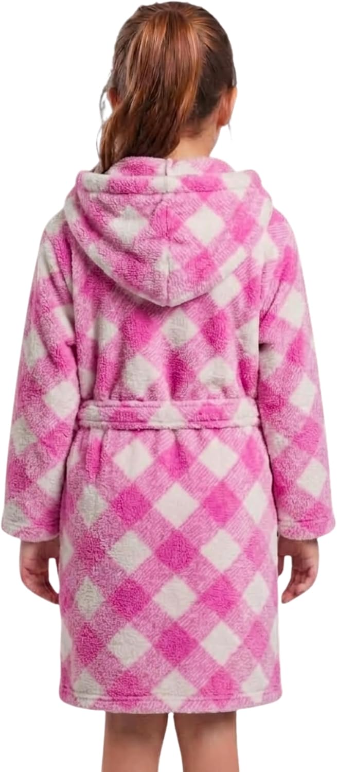 Just Love Girls' Plush Hooded Robe, Soft Printed Fleece Bathrobe