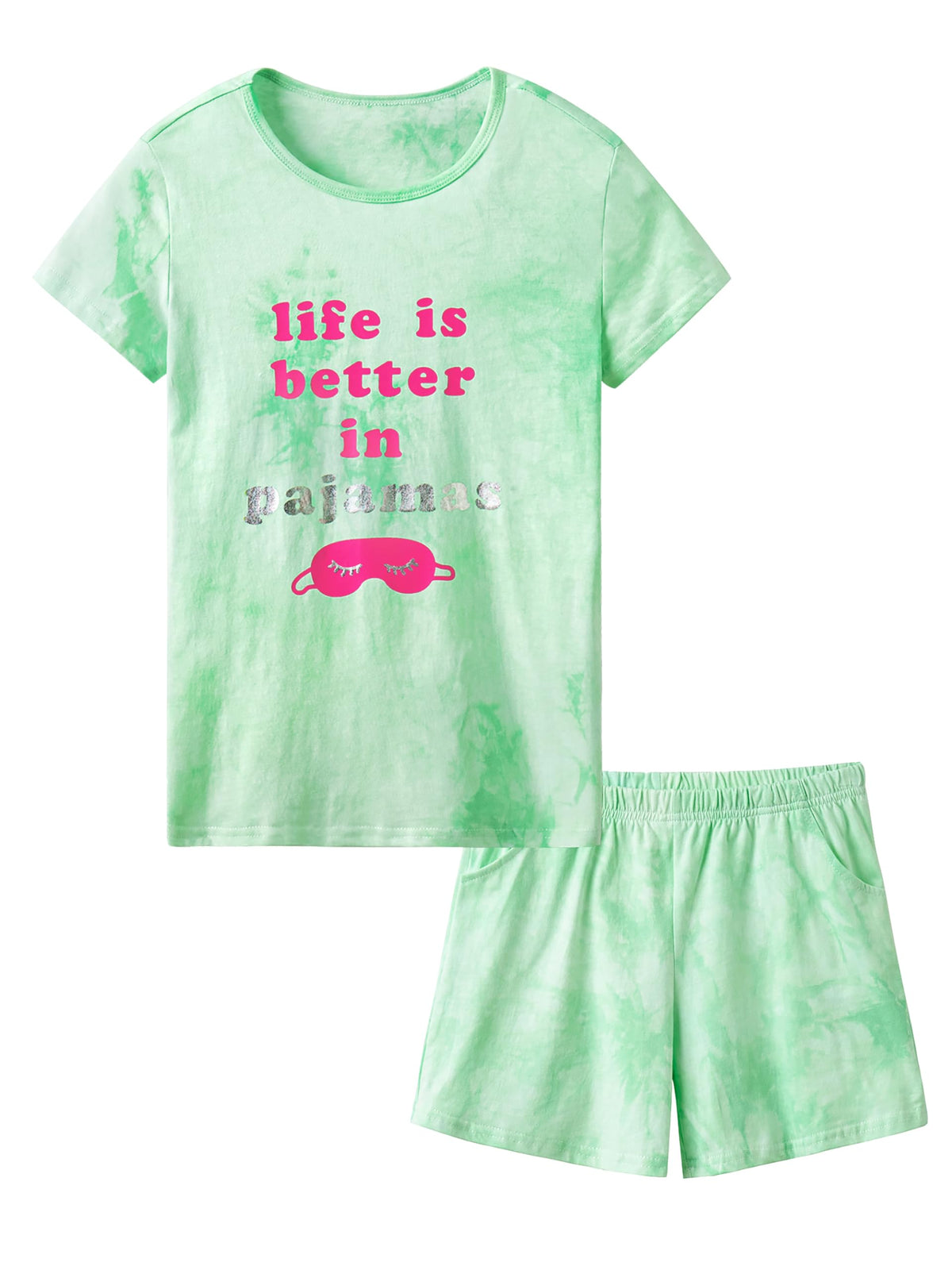 Tebbis Girls Tie Dye Short Sleeve Pajamas Cotton Loungewear Size 4T-18