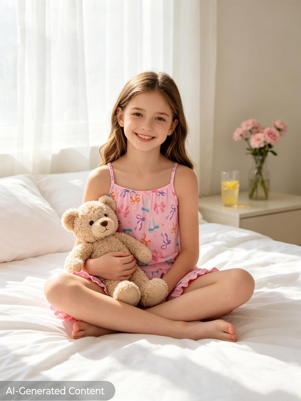Topgal Girls Ruffle Hem Pajamas, 2PC Tank Top and Shorts, Sizes 6-18