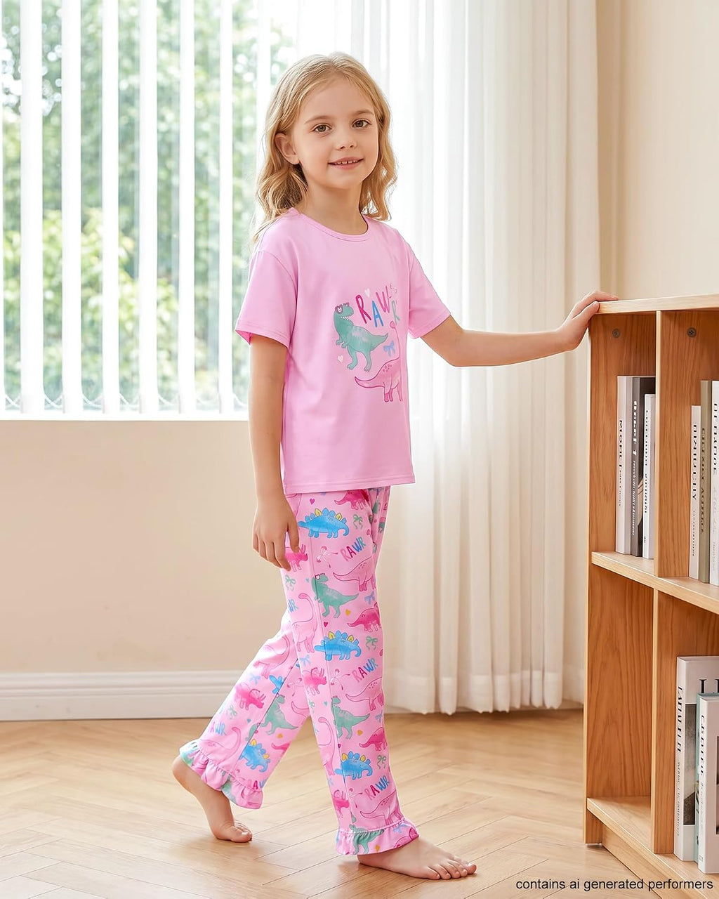 Girls Pajamas Short Sleeve Pants Pjs Set Cute Soft Sleepwear Loungewear Toddler Little Kid Size 3-10