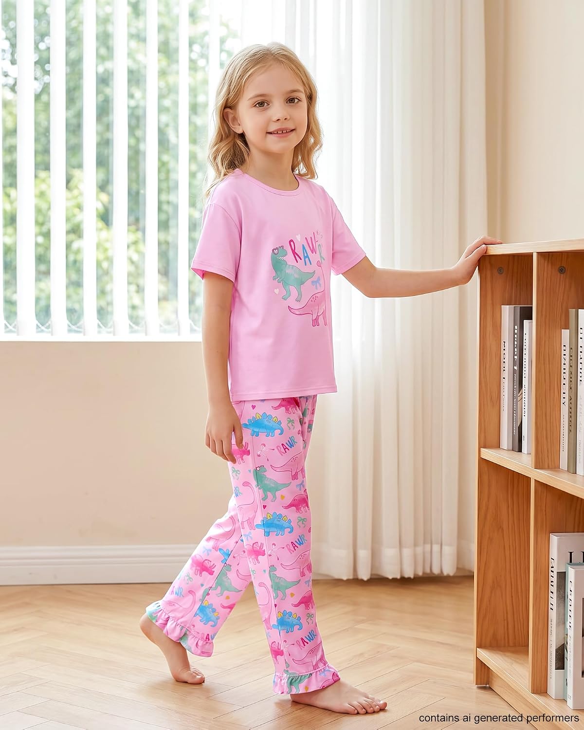 Girls Pajamas Short Sleeve Pants Pjs Set Cute Soft Sleepwear Loungewear Toddler Little Kid Size 3-10