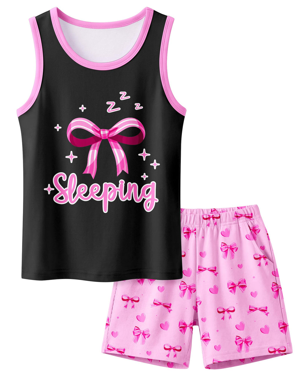 Sylfairy Girls Pajamas for Big kids Pjs Set Tank Tops Pajamas Shorts Set for Teen Girls Summer Casual Sleeveless Sleepwear