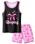 Sylfairy Girls Pajamas for Big kids Pjs Set Tank Tops Pajamas Shorts Set for Teen Girls Summer Casual Sleeveless Sleepwear
