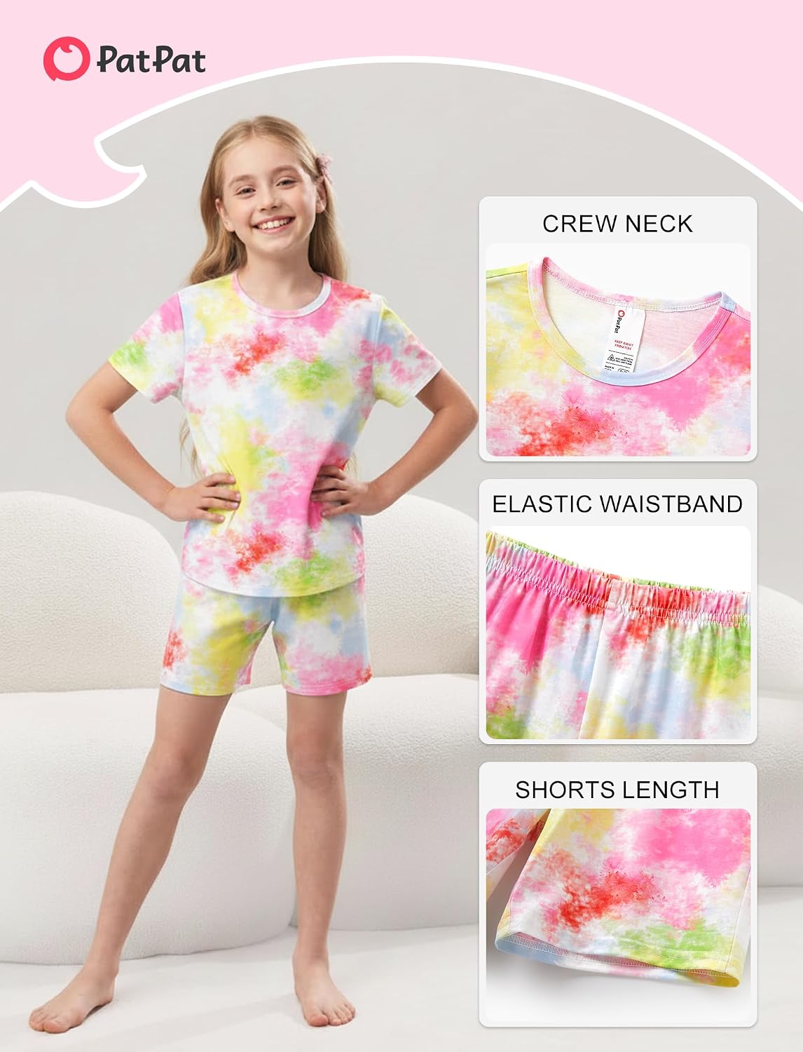 PATPAT Boys Pajamas Short Sleeve T-Shirt and Shorts 2-Piece Sleepwear