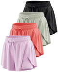 4 Pack Girls' Dry Fit Flowy Butterfly Shorts Skorts Skirt Athletic Teens